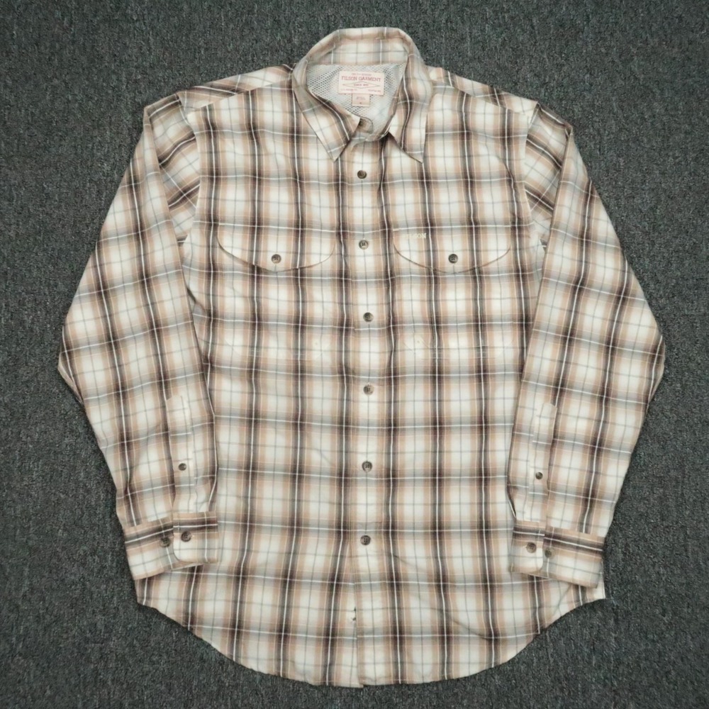 Filson Shirt Mens Medium Brown Twin Lakes Sport Plaid Long Sleeve Button